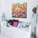 obraz z pastelowymi tulipanami