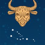 Obraz ze znakiem zodiaku Byka w niebieskiej tonacji