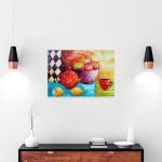 Obraz z czajniczkiem i jabłkami