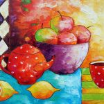 Obraz z imbrykiem i cytrynami